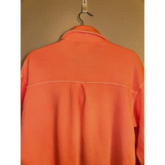SUNDRY Spring Fleece  Pigment Peach Casual Long Sleeves Shirt Jacket Shacket - Picture 9 of 10